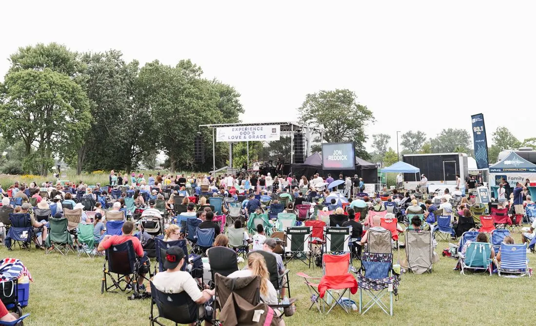 Crowd on the lawn at the Grace Music Festival main stage